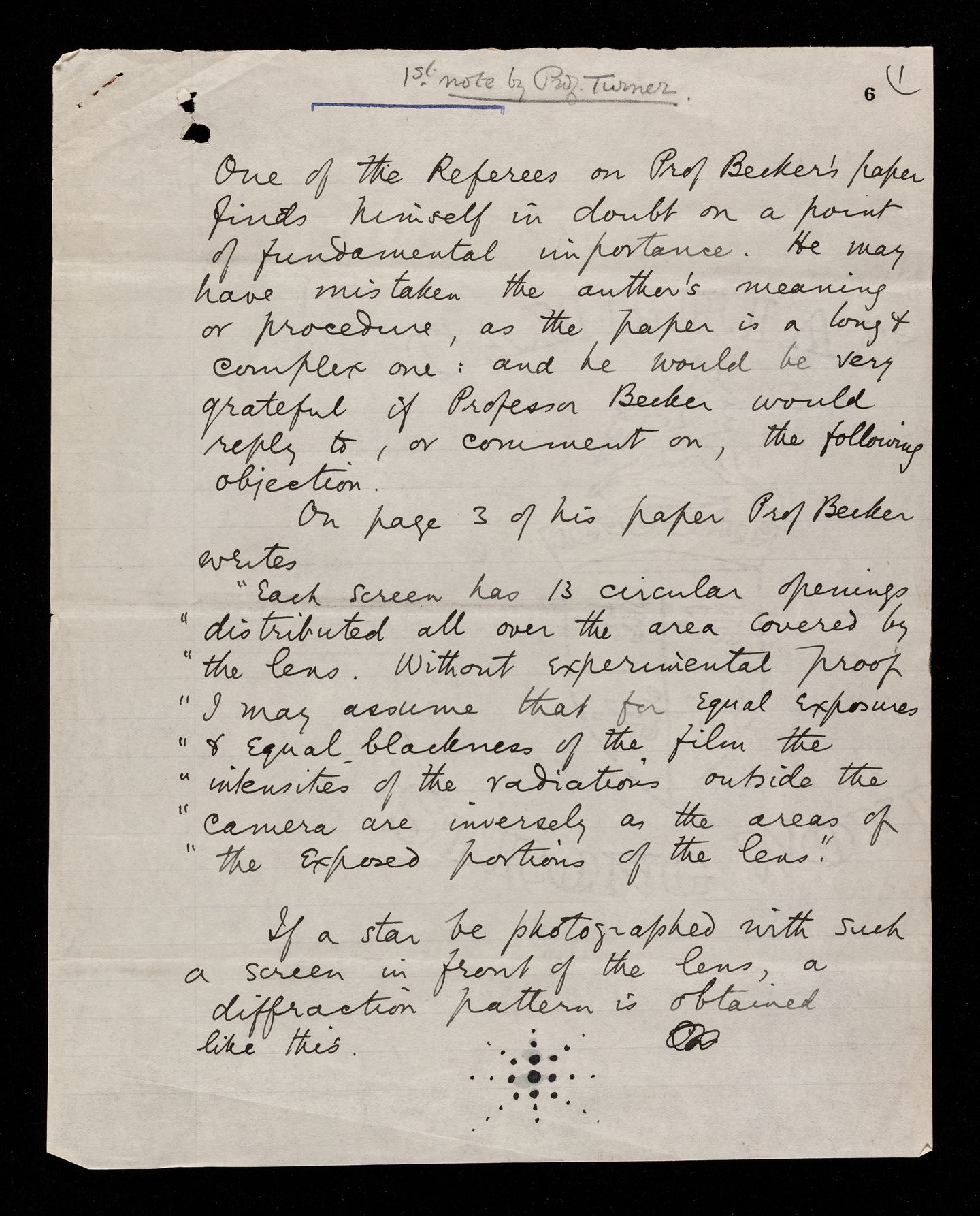 Referee's report by Herbert Hall Turner, on a paper 'The distribution